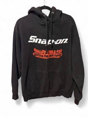 Snap Black Hoodie with White and Red Logo